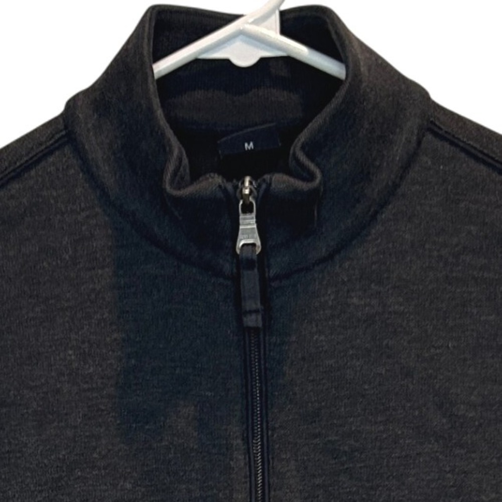 BOSS Hugo Boss‎ Slim Fit Charcoal Gray Full Zip Knit Sweater Jacket Medium